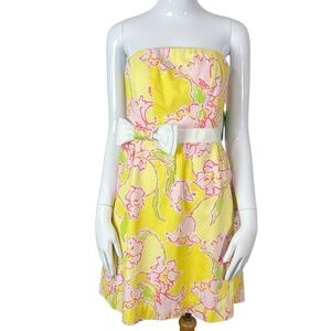 Lilly Pulitzer Amberly Strapless Daylilly Print, Starfruit Yellow size 4